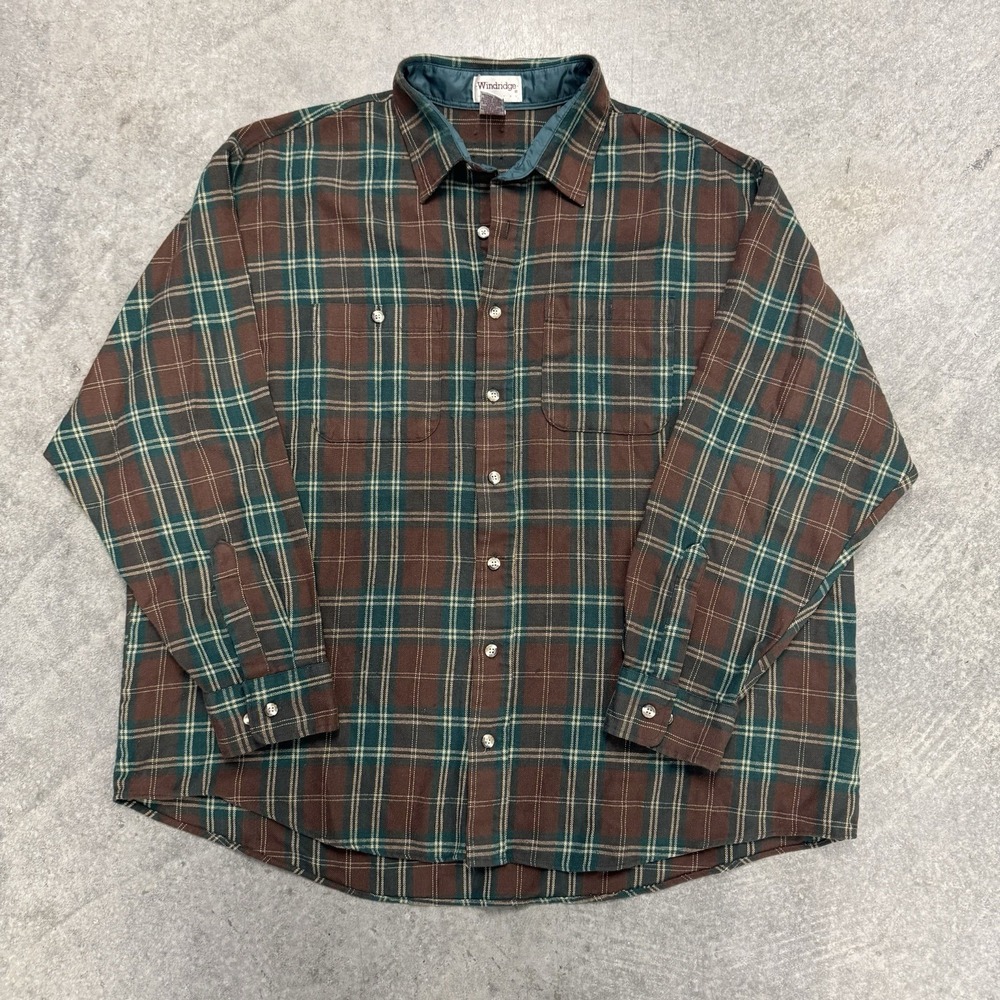 Vintage Men's Brown Striped Windridge Acrylic Button Up Shirt Earthtone XXL